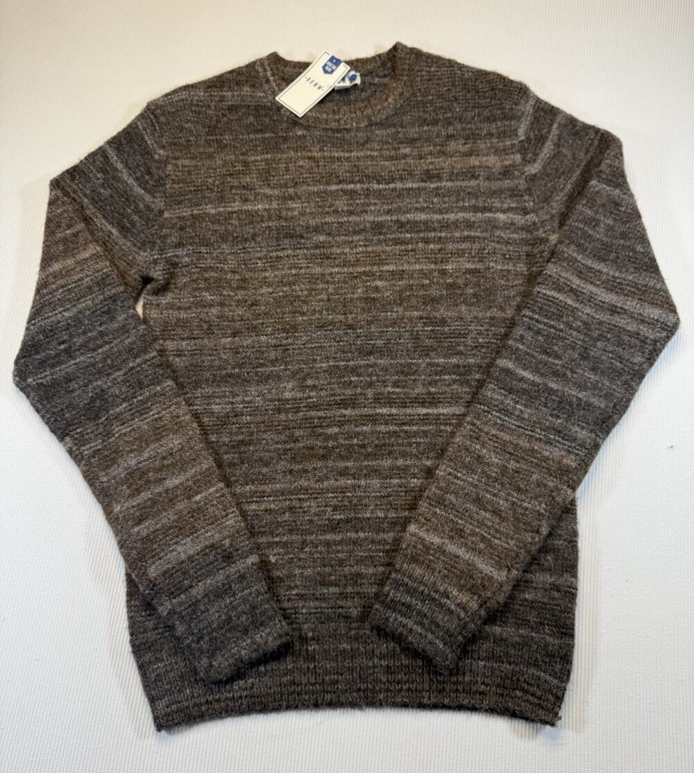 Rowm Crew Neck Sweater Mens Small Brown Marled Knit Wool Blend Long Sleeve NWT